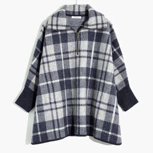 Madewell grey plaid poncho #poncho #winterwear #outdoorsy
